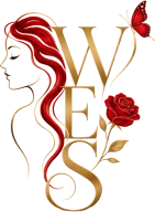 WES logo with butterfly and floral design